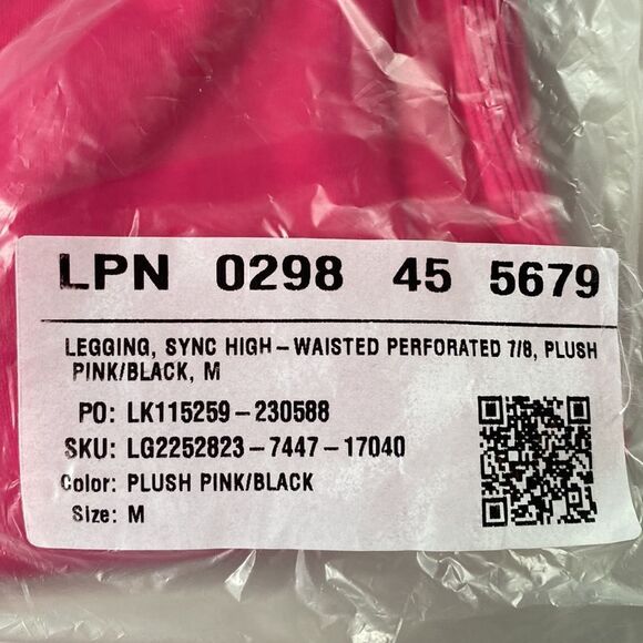 Fabletics Sync Seamless High-Waisted Perforated 7/8 Legging Plush Pink M NWT pkg - Picture 5 of 6